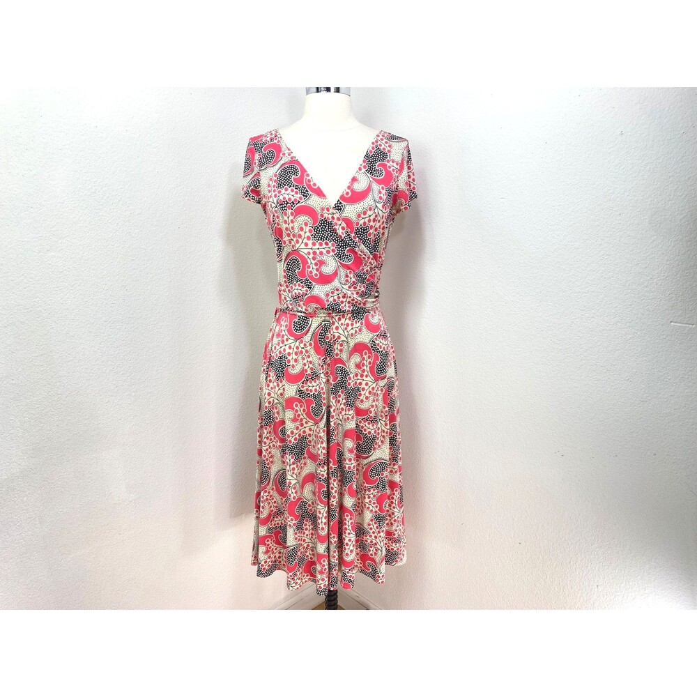 Lady Hathaway Surplice Knit Pink Dress Deep V-Neck Cap Sleeve Draped City Frock
